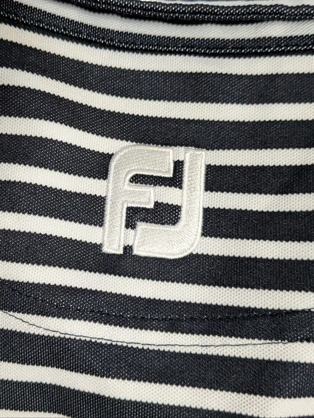 FootJoy Junior XL Polo Shirt Boys Black White Striped Pique (Back To School)